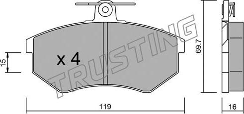 Trusting 151.2 - Тормозные колодки, дисковые, комплект autospares.lv