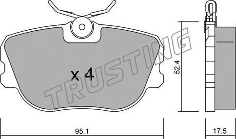 Trusting 153.0 - Тормозные колодки, дисковые, комплект autospares.lv