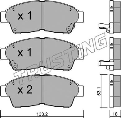 Trusting 152.0 - Тормозные колодки, дисковые, комплект autospares.lv