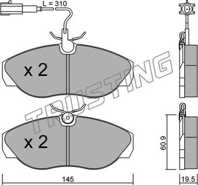 Trusting 157.1 - Тормозные колодки, дисковые, комплект autospares.lv