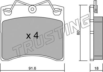 Trusting 166.0 - Тормозные колодки, дисковые, комплект autospares.lv