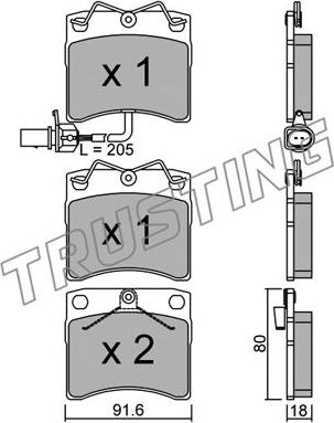 Trusting 166.2 - Тормозные колодки, дисковые, комплект autospares.lv