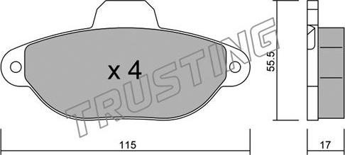 Trusting 162.1 - Тормозные колодки, дисковые, комплект autospares.lv