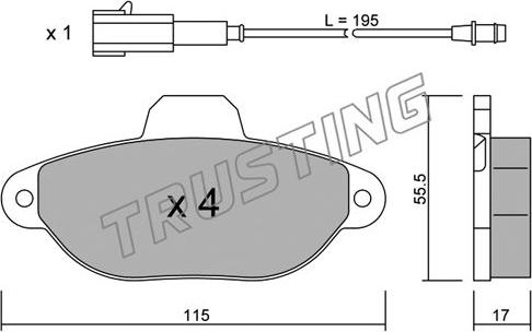 Trusting 162.2 - Тормозные колодки, дисковые, комплект autospares.lv