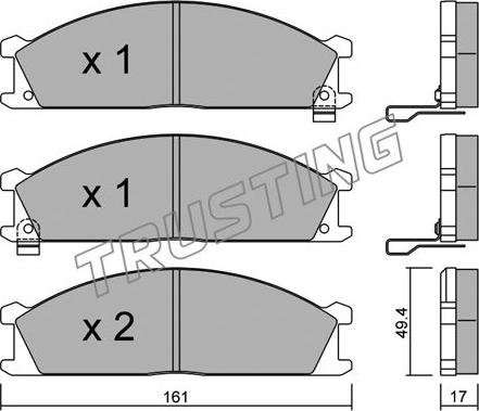 Trusting 109.1 - Тормозные колодки, дисковые, комплект autospares.lv