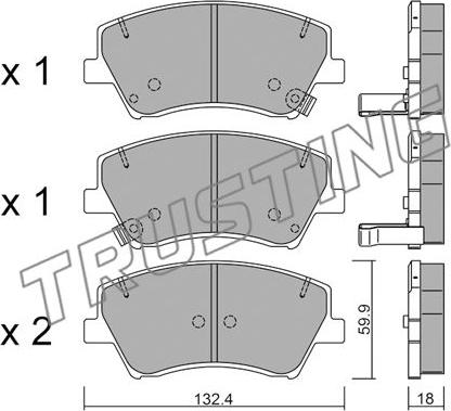 Trusting 1092.0 - Тормозные колодки, дисковые, комплект autospares.lv