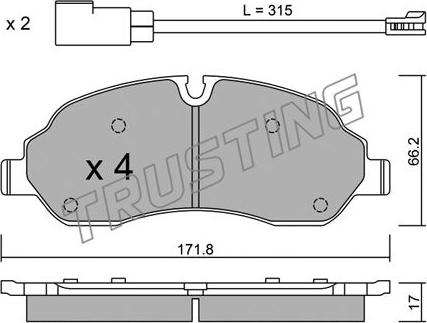 Trusting 1056.0 - Тормозные колодки, дисковые, комплект autospares.lv