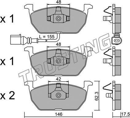 Trusting 1052.0 - Тормозные колодки, дисковые, комплект autospares.lv