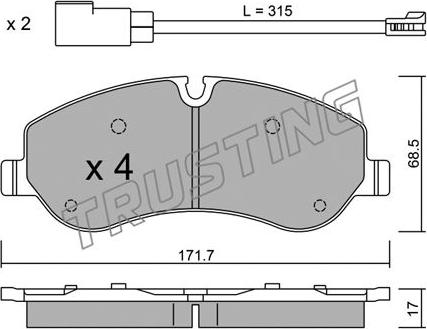 Trusting 1006.0 - Тормозные колодки, дисковые, комплект autospares.lv