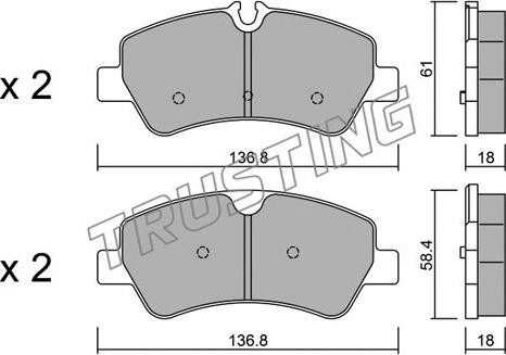 Trusting 1007.0 - Тормозные колодки, дисковые, комплект autospares.lv