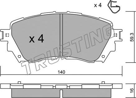 Trusting 1010.0 - Тормозные колодки, дисковые, комплект autospares.lv