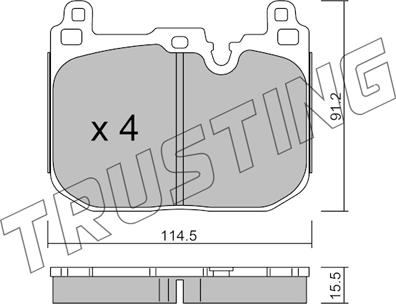 Trusting 1039.4 - Тормозные колодки, дисковые, комплект autospares.lv