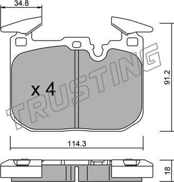 Trusting 1039.1 - Тормозные колодки, дисковые, комплект autospares.lv