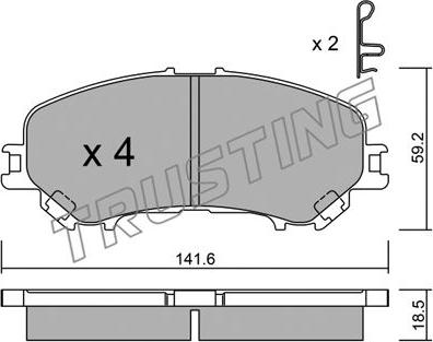 Trusting 1034.0 - Тормозные колодки, дисковые, комплект autospares.lv