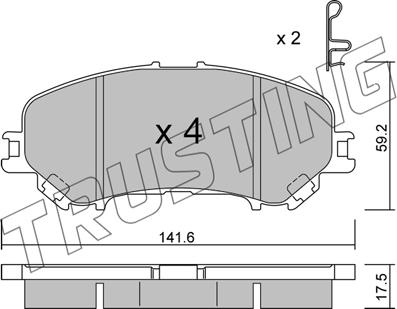 Trusting 1034.1 - Тормозные колодки, дисковые, комплект autospares.lv