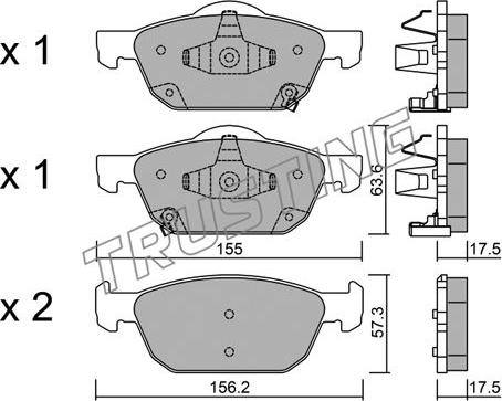 Trusting 1033.0 - Тормозные колодки, дисковые, комплект autospares.lv