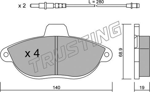 Trusting 107.0 - Тормозные колодки, дисковые, комплект autospares.lv