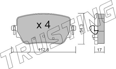 Trusting 1196.0 - Тормозные колодки, дисковые, комплект autospares.lv