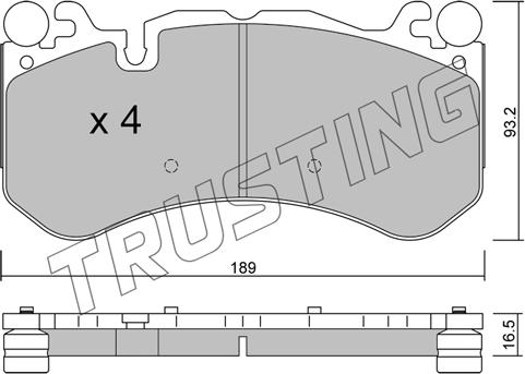 Trusting 1198.0 - Тормозные колодки, дисковые, комплект autospares.lv