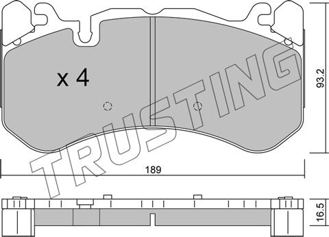 Trusting 1198.1 - Тормозные колодки, дисковые, комплект autospares.lv