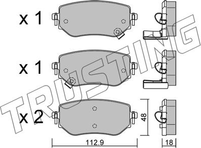 Trusting 1192.0 - Тормозные колодки, дисковые, комплект autospares.lv