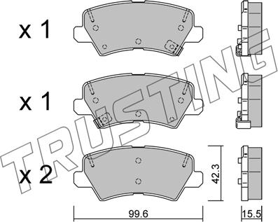 Trusting 1166.0 - Тормозные колодки, дисковые, комплект autospares.lv