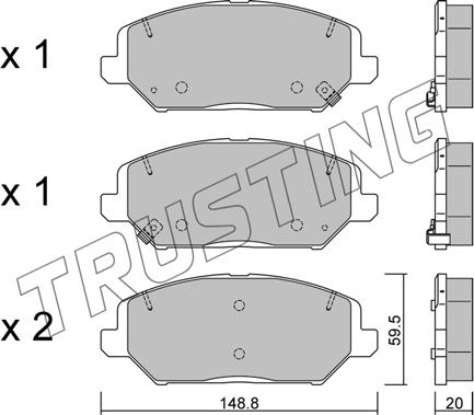 Trusting 1163.0 - Тормозные колодки, дисковые, комплект autospares.lv