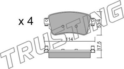 Trusting 1108.0 - Тормозные колодки, дисковые, комплект autospares.lv