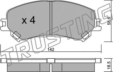 Trusting 1111.0 - Тормозные колодки, дисковые, комплект autospares.lv