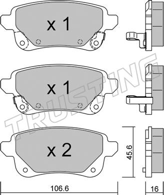 Trusting 1112.1 - Тормозные колодки, дисковые, комплект autospares.lv