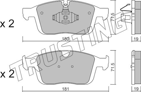 Trusting 1188.0 - Тормозные колодки, дисковые, комплект autospares.lv