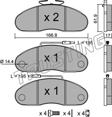 Trusting 113.0 - Тормозные колодки, дисковые, комплект autospares.lv