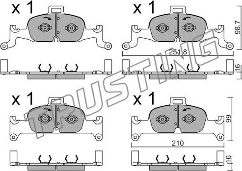 Trusting 1126.0 - Тормозные колодки, дисковые, комплект autospares.lv