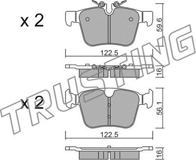 Trusting 1122.0 - Тормозные колодки, дисковые, комплект autospares.lv