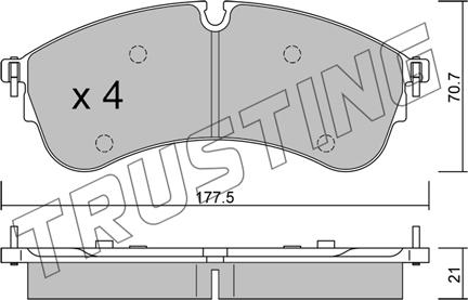 Trusting 1174.0 - Тормозные колодки, дисковые, комплект autospares.lv