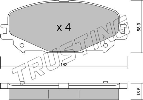 Trusting 1176.0 - Тормозные колодки, дисковые, комплект autospares.lv