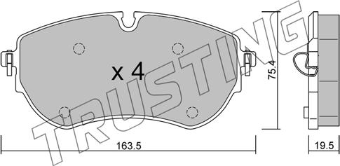 Trusting 1172.0 - Тормозные колодки, дисковые, комплект autospares.lv