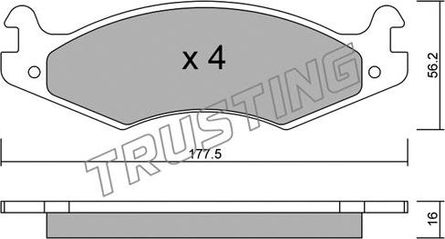 Trusting 135.0 - Тормозные колодки, дисковые, комплект autospares.lv