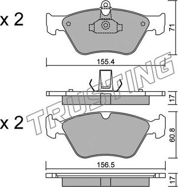 Trusting 130.0 - Тормозные колодки, дисковые, комплект autospares.lv