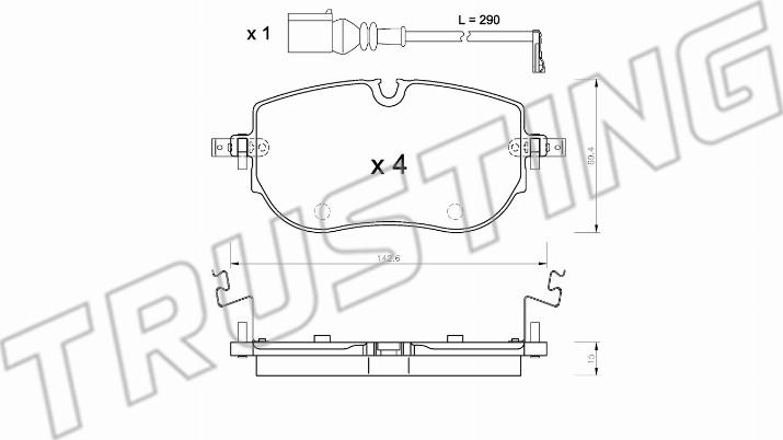 Trusting 1319.0 - Тормозные колодки, дисковые, комплект autospares.lv