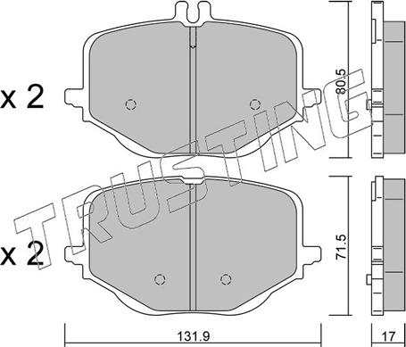 Trusting 1314.0 - Тормозные колодки, дисковые, комплект autospares.lv