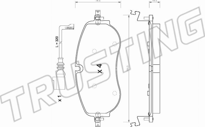 Trusting 1320.0 - Тормозные колодки, дисковые, комплект autospares.lv