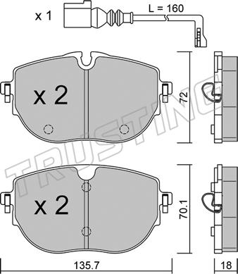 Trusting 1321.0 - Тормозные колодки, дисковые, комплект autospares.lv