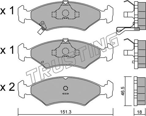 Trusting 129.0 - Тормозные колодки, дисковые, комплект autospares.lv