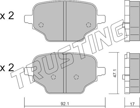 Trusting 1245.0 - Тормозные колодки, дисковые, комплект autospares.lv