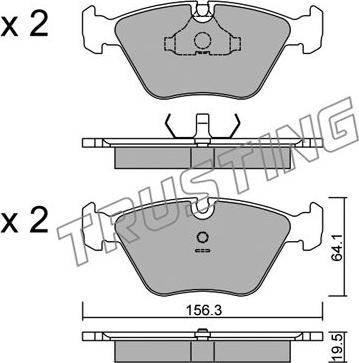 Trusting 124.0 - Тормозные колодки, дисковые, комплект autospares.lv