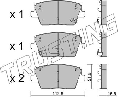 Trusting 1242.0 - Тормозные колодки, дисковые, комплект autospares.lv