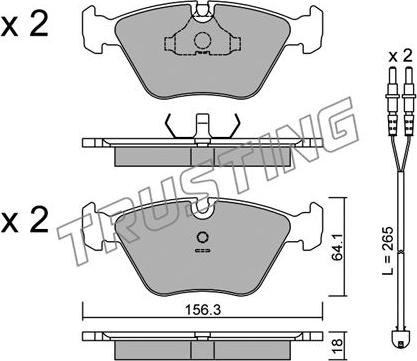 Trusting 124.2W - Тормозные колодки, дисковые, комплект autospares.lv