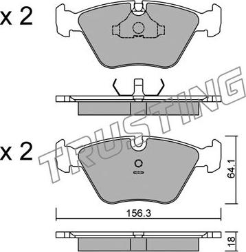 Trusting 124.2 - Тормозные колодки, дисковые, комплект autospares.lv