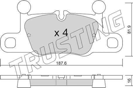 Trusting 1258.0 - Тормозные колодки, дисковые, комплект autospares.lv